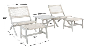 Casella Outdoor Acacia Wood Lounge Set with Chairs, Ottomans, and Stylish End Table for Relaxation