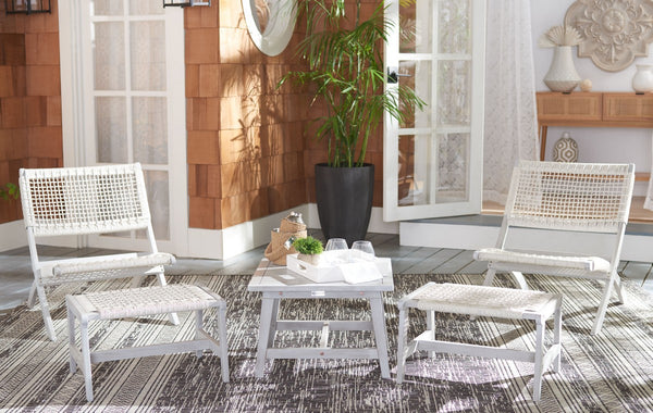 Casella Outdoor Acacia Wood Lounge Set with Chairs, Ottomans, and Stylish End Table for Relaxation