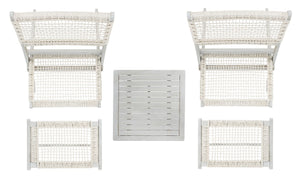 Casella Outdoor Acacia Wood Lounge Set with Chairs, Ottomans, and Stylish End Table for Relaxation