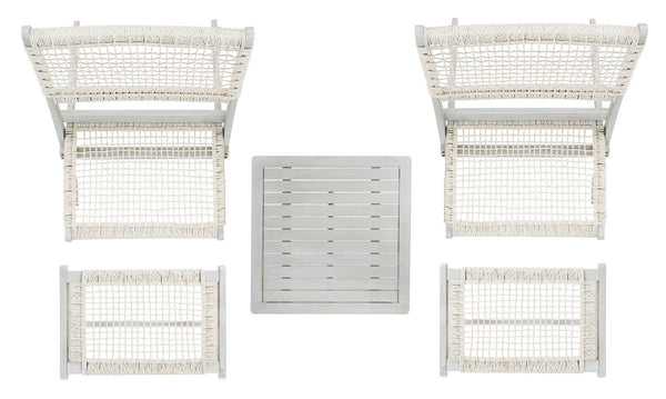 Casella Outdoor Acacia Wood Lounge Set with Chairs, Ottomans, and Stylish End Table for Relaxation