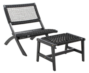 Casella Outdoor Acacia Wood Lounge Set with Chairs, Ottomans, and Stylish End Table for Relaxation