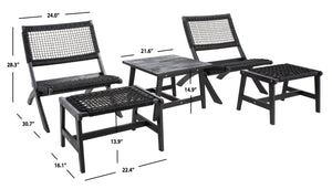 Casella Outdoor Acacia Wood Lounge Set with Chairs, Ottomans, and Stylish End Table for Relaxation