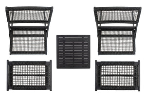 Casella Outdoor Acacia Wood Lounge Set with Chairs, Ottomans, and Stylish End Table for Relaxation