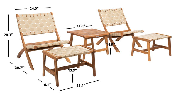 Darryl Set - Elegant Acacia Wood Lounge Chairs with Ottoman and Table for Ultimate Outdoor Relaxation