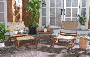Darryl Set - Elegant Acacia Wood Lounge Chairs with Ottoman and Table for Ultimate Outdoor Relaxation