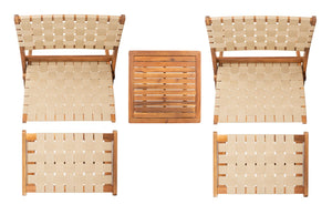 Darryl Set - Elegant Acacia Wood Lounge Chairs with Ottoman and Table for Ultimate Outdoor Relaxation