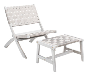 Darryl Set - Elegant Acacia Wood Lounge Chairs with Ottoman and Table for Ultimate Outdoor Relaxation