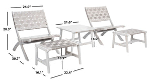Darryl Set - Elegant Acacia Wood Lounge Chairs with Ottoman and Table for Ultimate Outdoor Relaxation