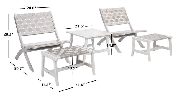 Darryl Set - Elegant Acacia Wood Lounge Chairs with Ottoman and Table for Ultimate Outdoor Relaxation