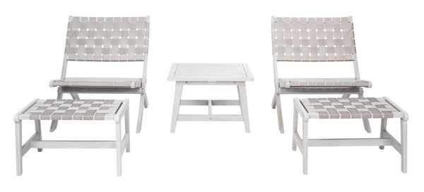 Darryl Set - Elegant Acacia Wood Lounge Chairs with Ottoman and Table for Ultimate Outdoor Relaxation