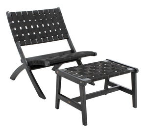 Darryl Set - Elegant Acacia Wood Lounge Chairs with Ottoman and Table for Ultimate Outdoor Relaxation