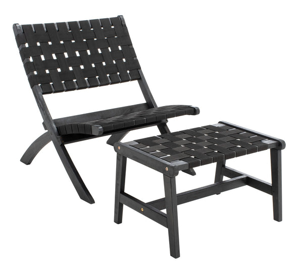 Darryl Set - Elegant Acacia Wood Lounge Chairs with Ottoman and Table for Ultimate Outdoor Relaxation