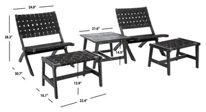 Darryl Set - Elegant Acacia Wood Lounge Chairs with Ottoman and Table for Ultimate Outdoor Relaxation