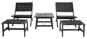 Darryl Set - Elegant Acacia Wood Lounge Chairs with Ottoman and Table for Ultimate Outdoor Relaxation