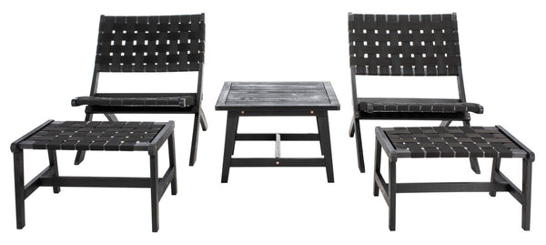 Darryl Set - Elegant Acacia Wood Lounge Chairs with Ottoman and Table for Ultimate Outdoor Relaxation