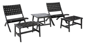 Darryl Set - Elegant Acacia Wood Lounge Chairs with Ottoman and Table for Ultimate Outdoor Relaxation