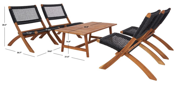 Safavieh Blaze 5 Pc Coffee Set Natural / Black Rope Wood PAT7080E