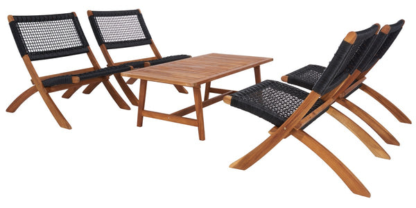 Safavieh Blaze 5 Pc Coffee Set Natural / Black Rope Wood PAT7080E