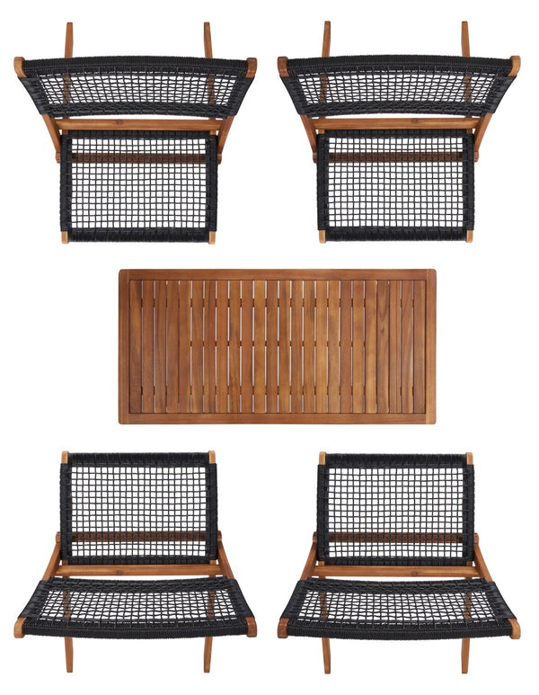 Safavieh Blaze 5 Pc Coffee Set Natural / Black Rope Wood PAT7080E