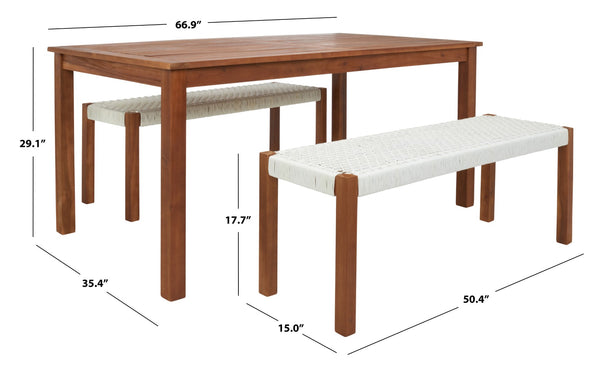 Safavieh Aquina Dining Set Natural / White Wood PAT7081D