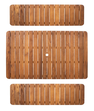 Europa Dining Set - Elegant Outdoor Acacia Table & Benches with Umbrella Hole for Backyard Fun