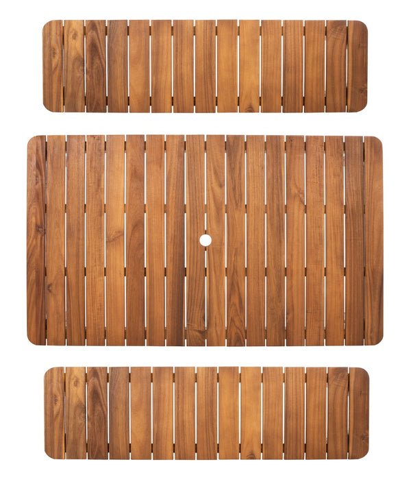 Europa Dining Set - Elegant Outdoor Acacia Table & Benches with Umbrella Hole for Backyard Fun