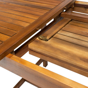 Hikaru Dining Set – Rustic Acacia Wood Outdoor Dining Ensemble with Umbrella Opening for Comfort