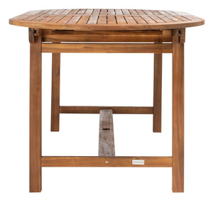 Hikaru Dining Set – Rustic Acacia Wood Outdoor Dining Ensemble with Umbrella Opening for Comfort