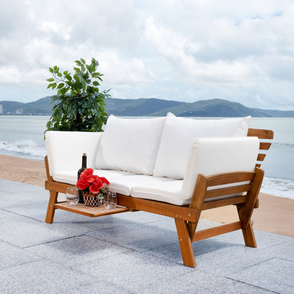 Safavieh Emely Outdoor Daybed Natural / Beige Wood / Polyester PAT7300A