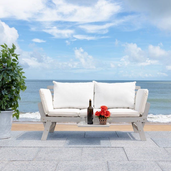 Safavieh Emely Outdoor Daybed Grey / Beige Wood / Polyester PAT7300B