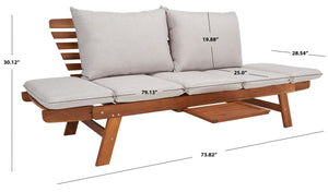 Safavieh Emely Outdoor Daybed Natural / Light Grey Wood / Polyester PAT7300E