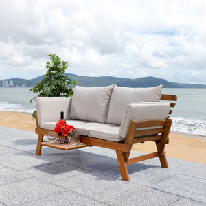 Safavieh Emely Outdoor Daybed Natural / Light Grey Wood / Polyester PAT7300E