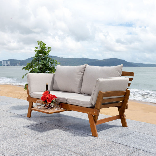 Safavieh Emely Outdoor Daybed Natural / Light Grey Wood / Polyester PAT7300E