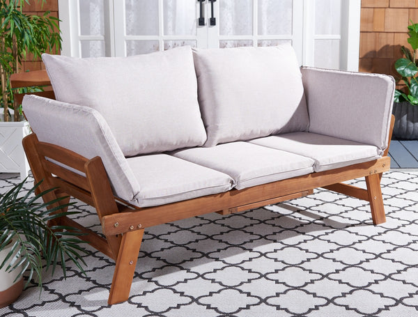 Safavieh Emely Outdoor Daybed Natural / Light Grey Wood / Polyester PAT7300E