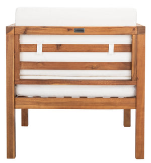 Kinnell Outdoor Armchair - Stylish Wood Frame with Plush Beige Cushions for Ultimate Comfort