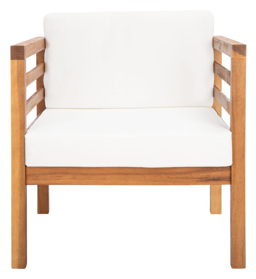 Kinnell Outdoor Armchair - Stylish Wood Frame with Plush Beige Cushions for Ultimate Comfort