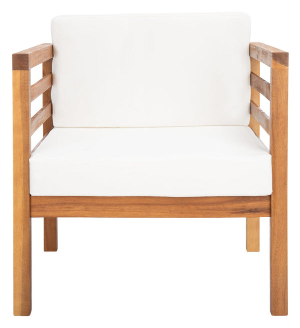 Kinnell Outdoor Armchair - Stylish Wood Frame with Plush Beige Cushions for Ultimate Comfort