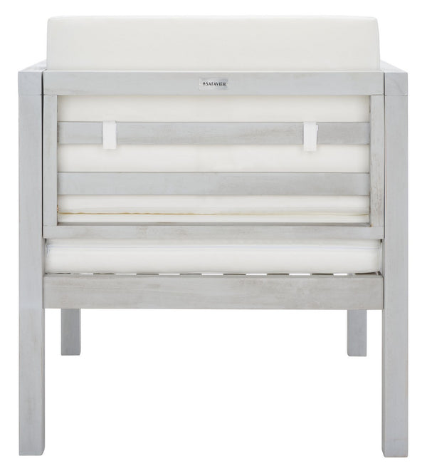 Safavieh Kinnell Outdoor Armchair Grey Wood/Beige Cushion Wood / Polyester PAT7301B