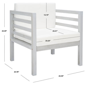 Safavieh Kinnell Outdoor Armchair Grey Wood/Beige Cushion Wood / Polyester PAT7301B