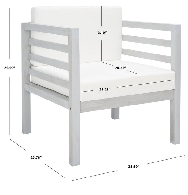 Safavieh Kinnell Outdoor Armchair Grey Wood/Beige Cushion Wood / Polyester PAT7301B