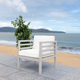 Safavieh Kinnell Outdoor Armchair Grey Wood/Beige Cushion Wood / Polyester PAT7301B