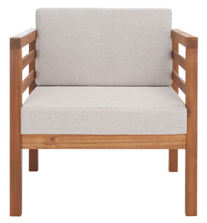 Safavieh Kinnell Outdoor Armchair Natural Wood/Light Grey Cushion Wood / Polyester PAT7301E