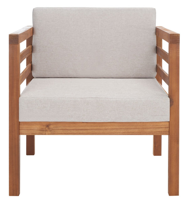 Safavieh Kinnell Outdoor Armchair Natural Wood/Light Grey Cushion Wood / Polyester PAT7301E