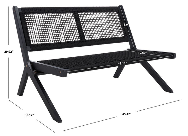 Safavieh Kobina Outdoor Bench Black/Black Rope Wood / Nylon Rope PAT7304C