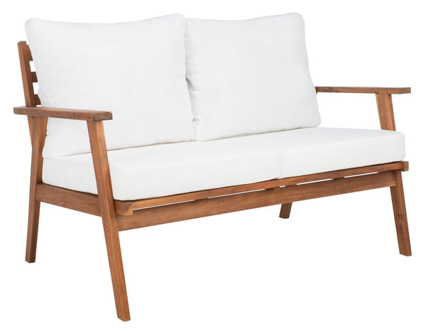 Castalia 4 Piece Outdoor Living Set: Plush Beige Cushions & Natural Finish for Stylish Entertaining