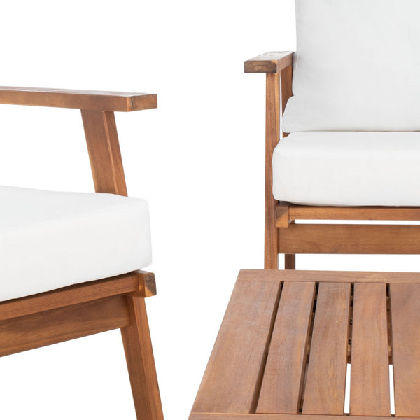 Castalia 4 Piece Outdoor Living Set: Plush Beige Cushions & Natural Finish for Stylish Entertaining