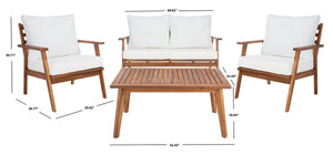 Castalia 4 Piece Outdoor Living Set: Plush Beige Cushions & Natural Finish for Stylish Entertaining