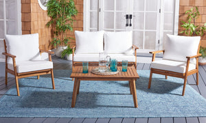 Castalia 4 Piece Outdoor Living Set: Plush Beige Cushions & Natural Finish for Stylish Entertaining