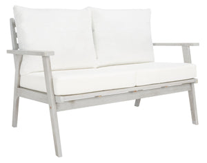 Safavieh Castalia 4Pc Outdoor Living Set Grey Wood/Beige Cushion Wood / Polyester PAT7305B-2BX