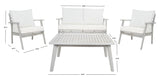 Safavieh Castalia 4Pc Outdoor Living Set Grey Wood/Beige Cushion Wood / Polyester PAT7305B-2BX